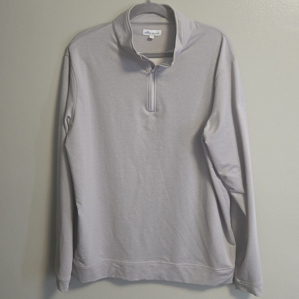 Peter Millar Men’s XL Perth Melange Grey Golf Performance Quarter Zip